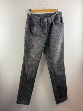 BRAX Sara Grey/Gray Paisley Print Slim Straight Stretch Jeans Size 27 US